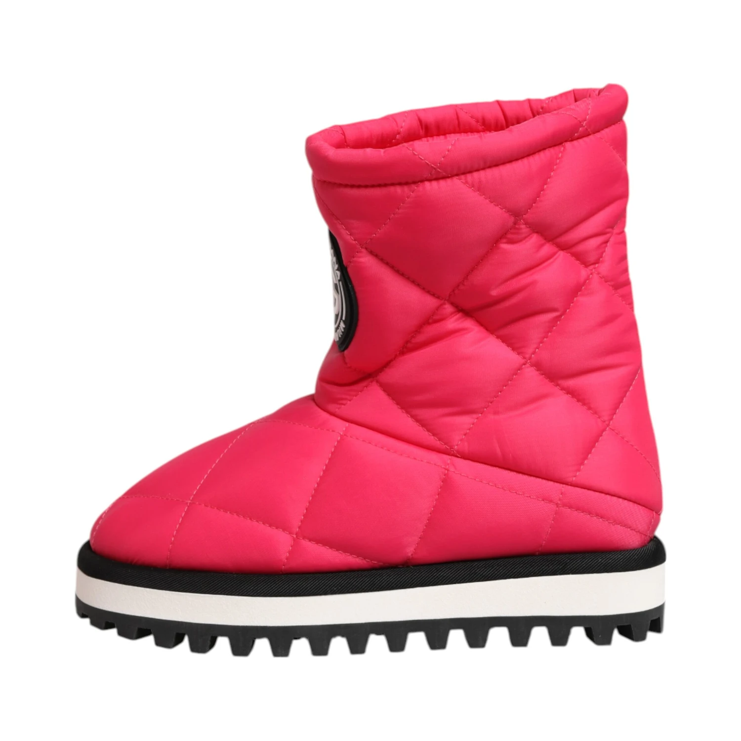 Pink White Viscose Padded Mid Calf Boots Shoes