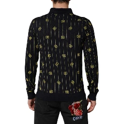 Black Logo Jacquard Knitted Polo Shirt T-shirt