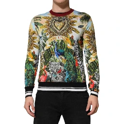 Tropical Heart Crown Silk Pullover Sweater