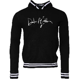 Black Hooded Logo Print Sweatshirt Sweater