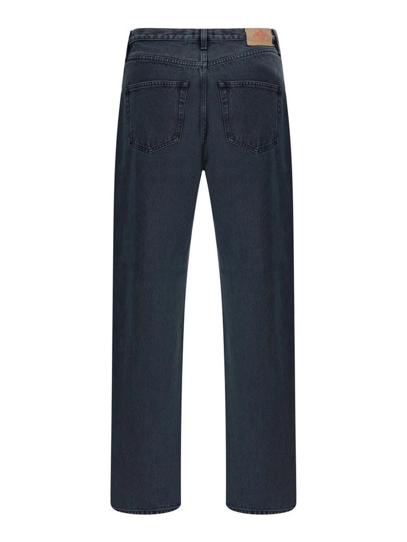 Black Cotton Straight-Leg Jeans