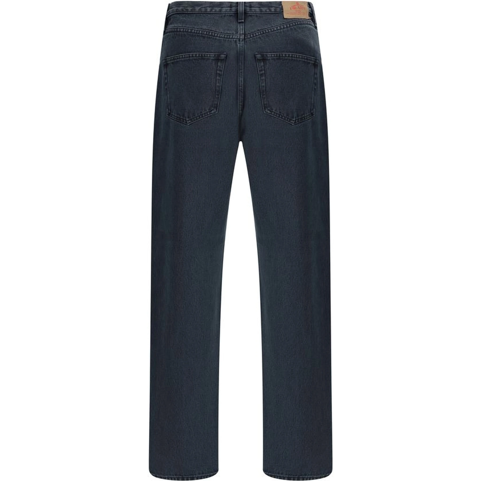 Black Cotton Straight-Leg Jeans