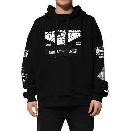 Black Cotton DG Milano Logo Print Hoodie Sweater