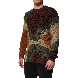 Multicolor Cotton Abstract Men Pullover Sweater