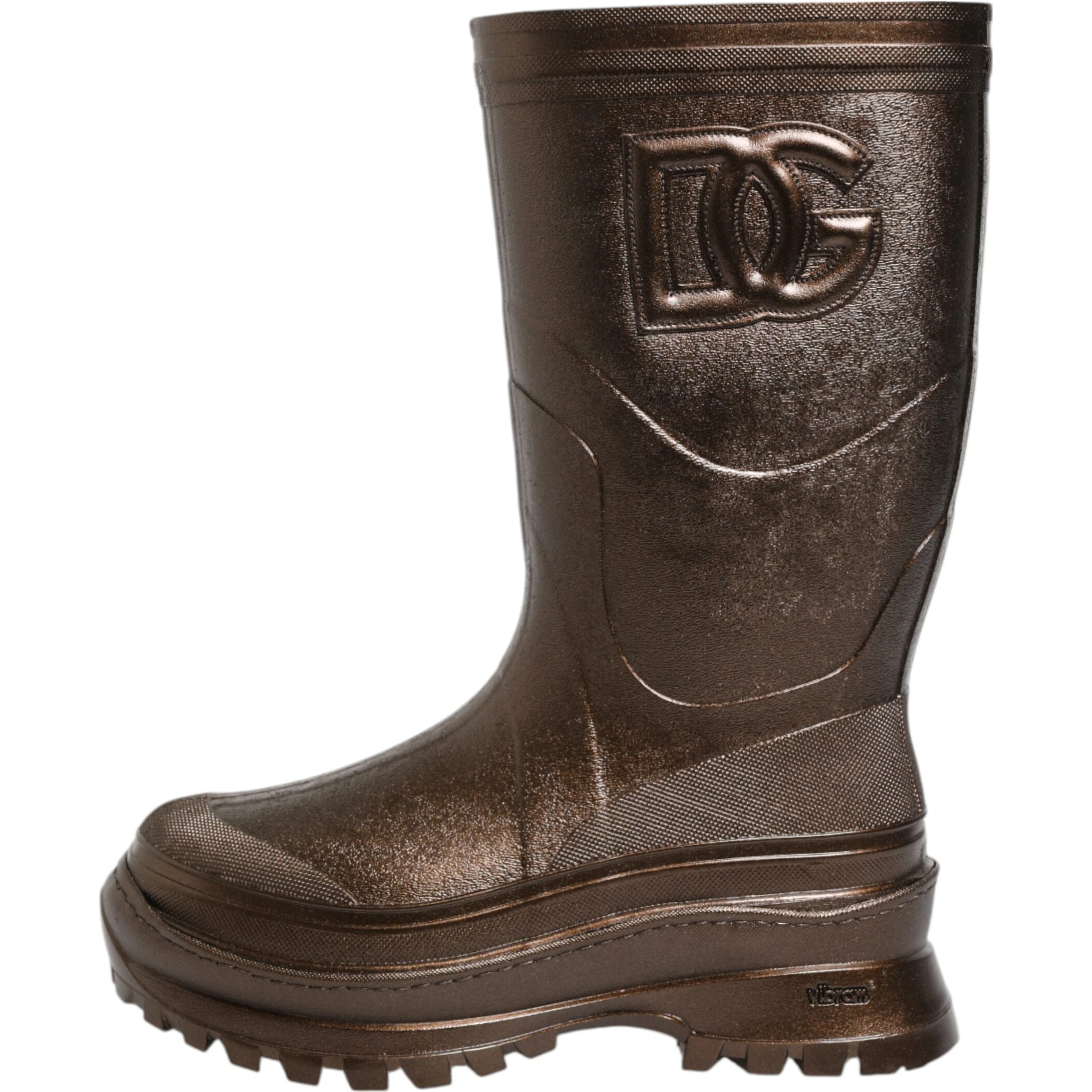 Metallic Bronze Pull On Rain Boots Shoes