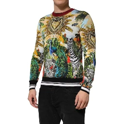 Tropical Heart Crown Silk Pullover Sweater