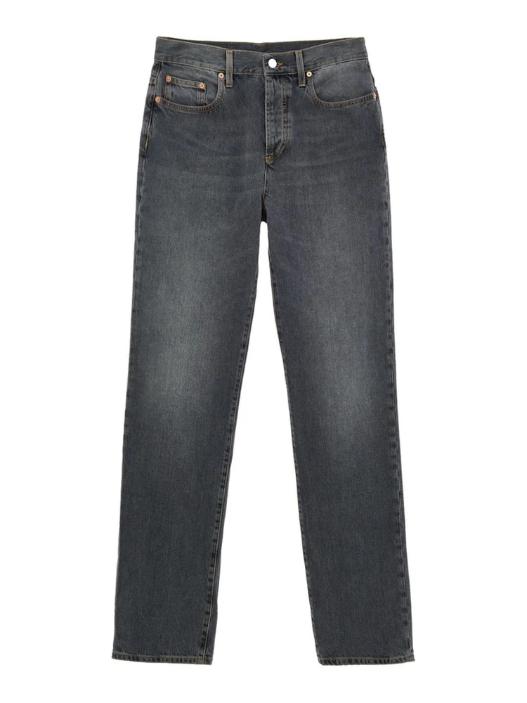 Gray Cotton Relaxed Fit Jeans