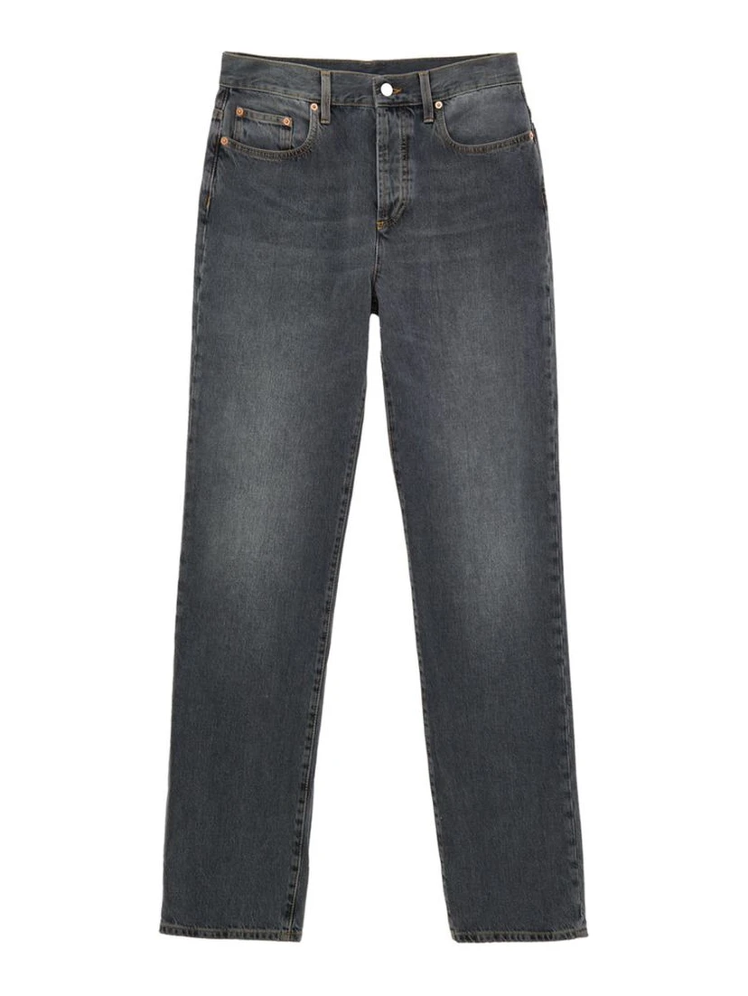 Gray Cotton Relaxed Fit Jeans