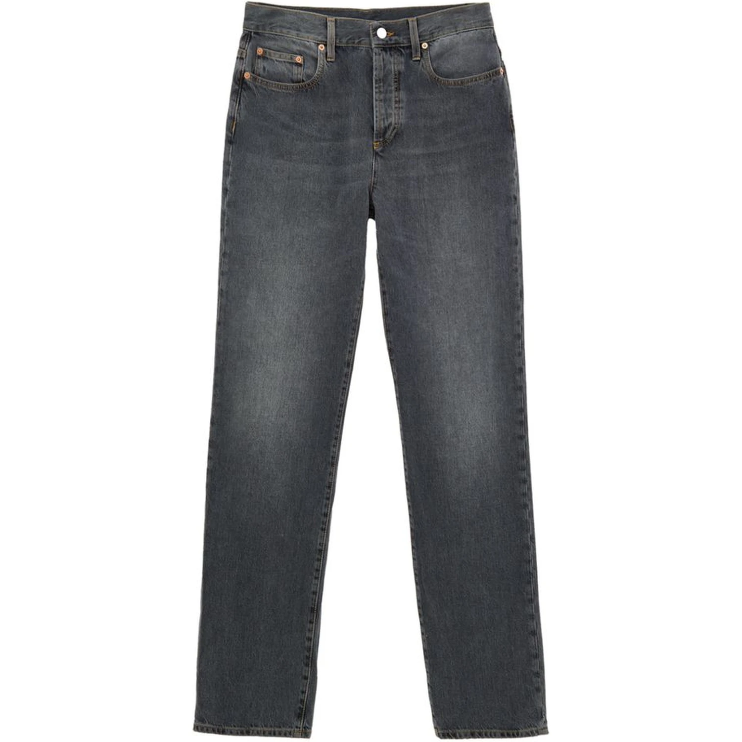 Gray Cotton Relaxed Fit Jeans