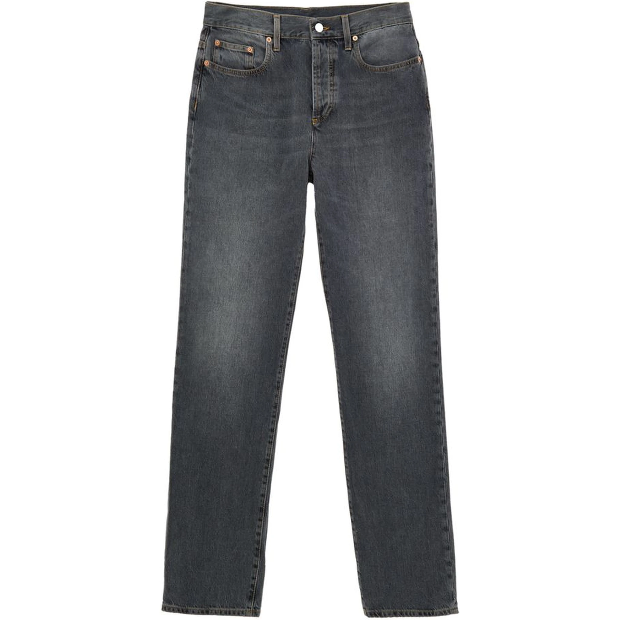 Gray Cotton Relaxed Fit Jeans