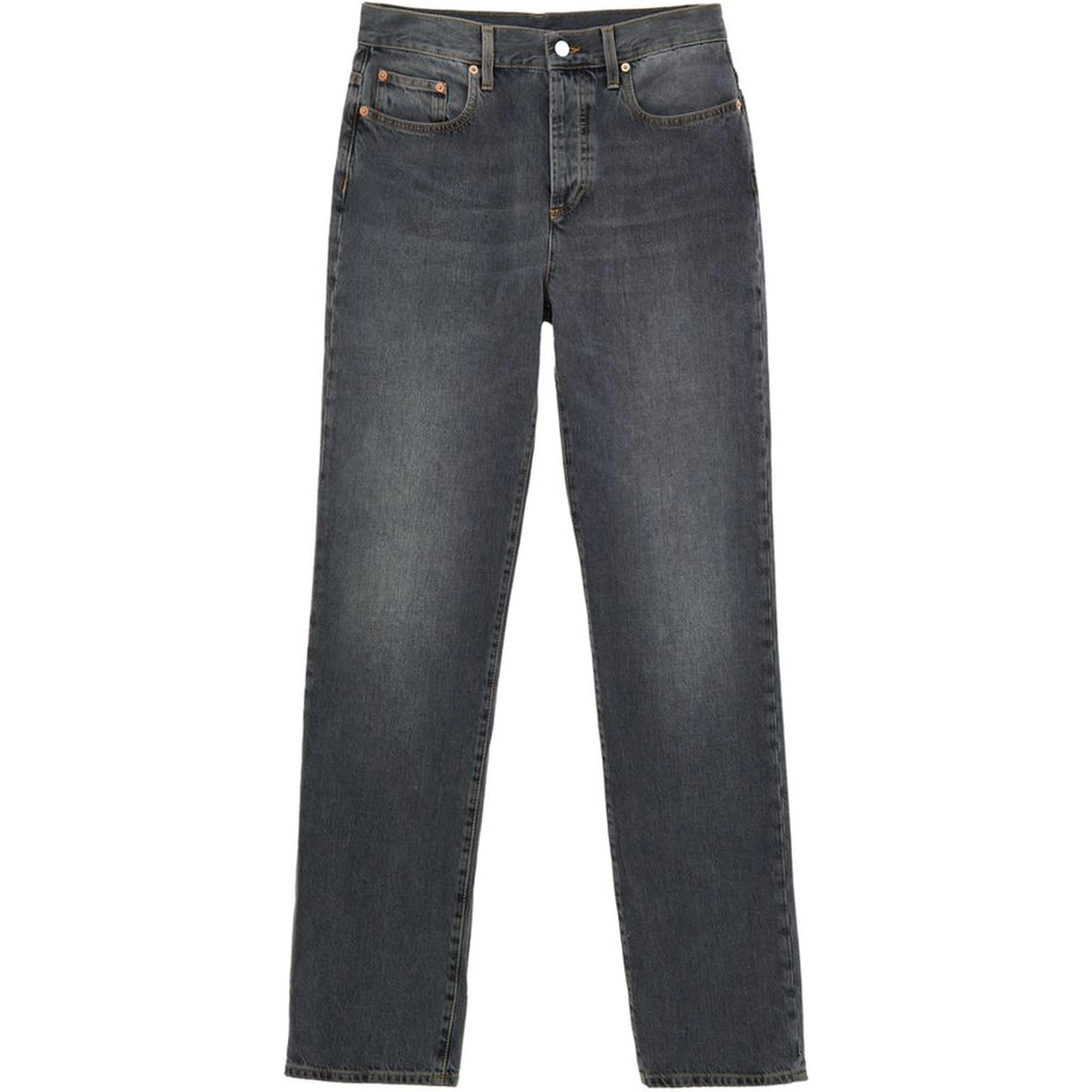 Gray Cotton Relaxed Fit Jeans