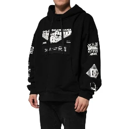 Black Cotton DG Milano Logo Print Hoodie Sweater