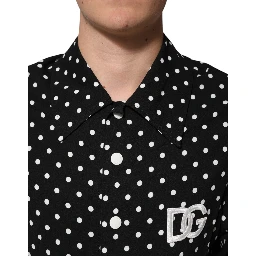 Black Polka Dot Short Sleeves Collared Polo T-shirt
