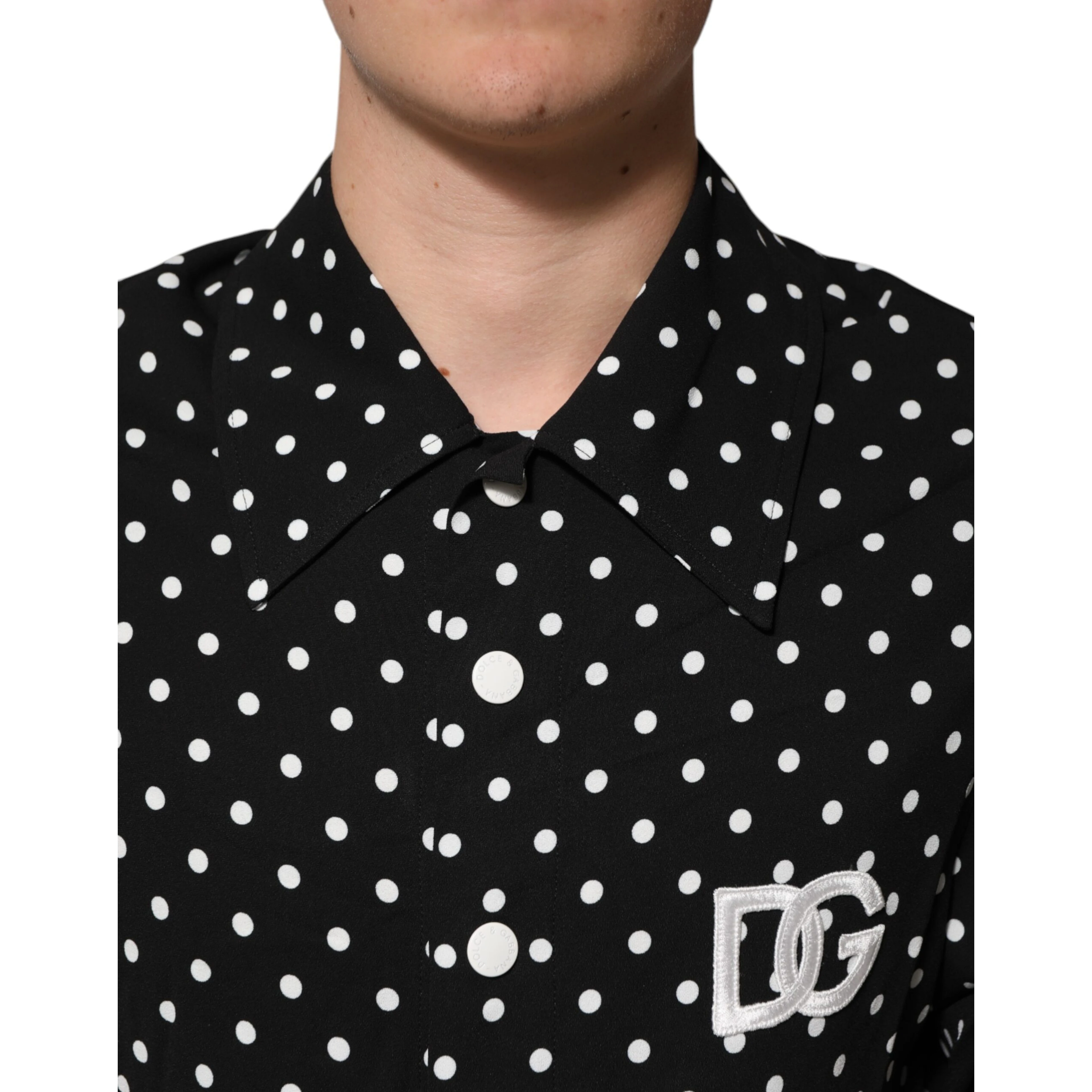 Black Polka Dot Short Sleeves Collared Polo T-shirt
