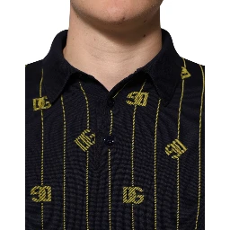 Black Logo Jacquard Knitted Polo Shirt T-shirt