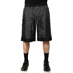 Gray Black Silk DG Logo Men Bermuda Shorts