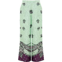 Green Silk Casual Pants