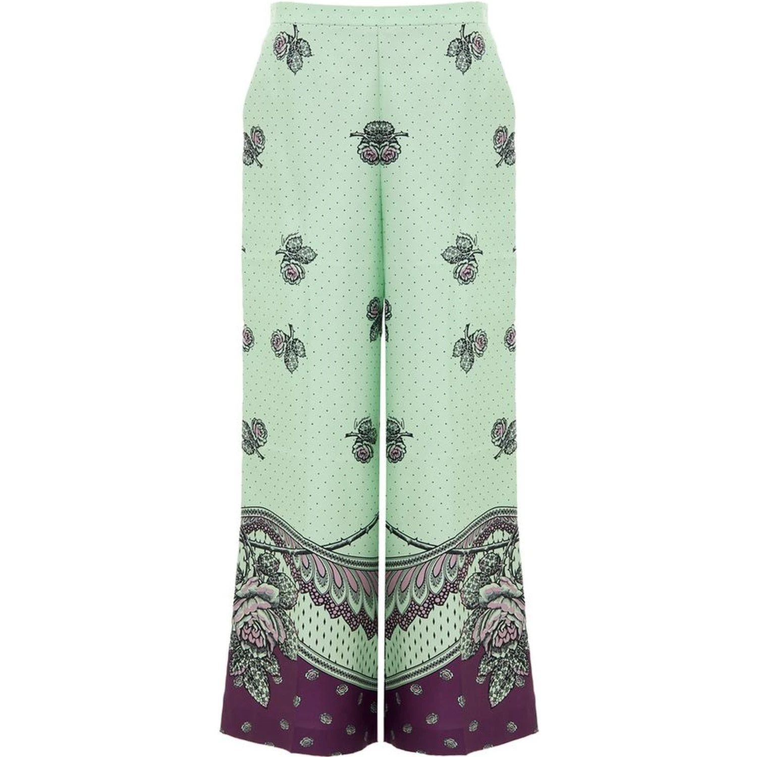 Green Silk Casual Pants