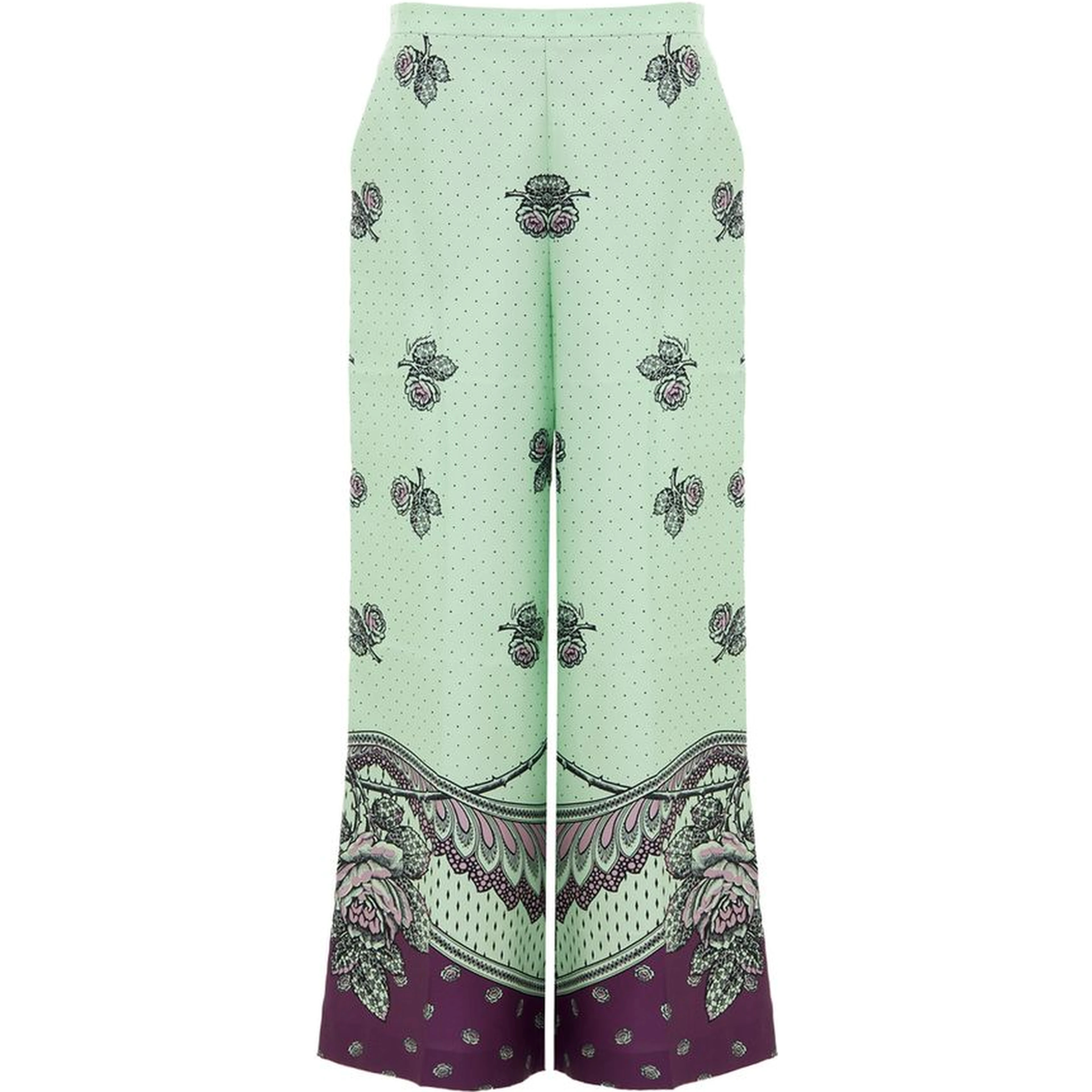 Green Silk Casual Pants