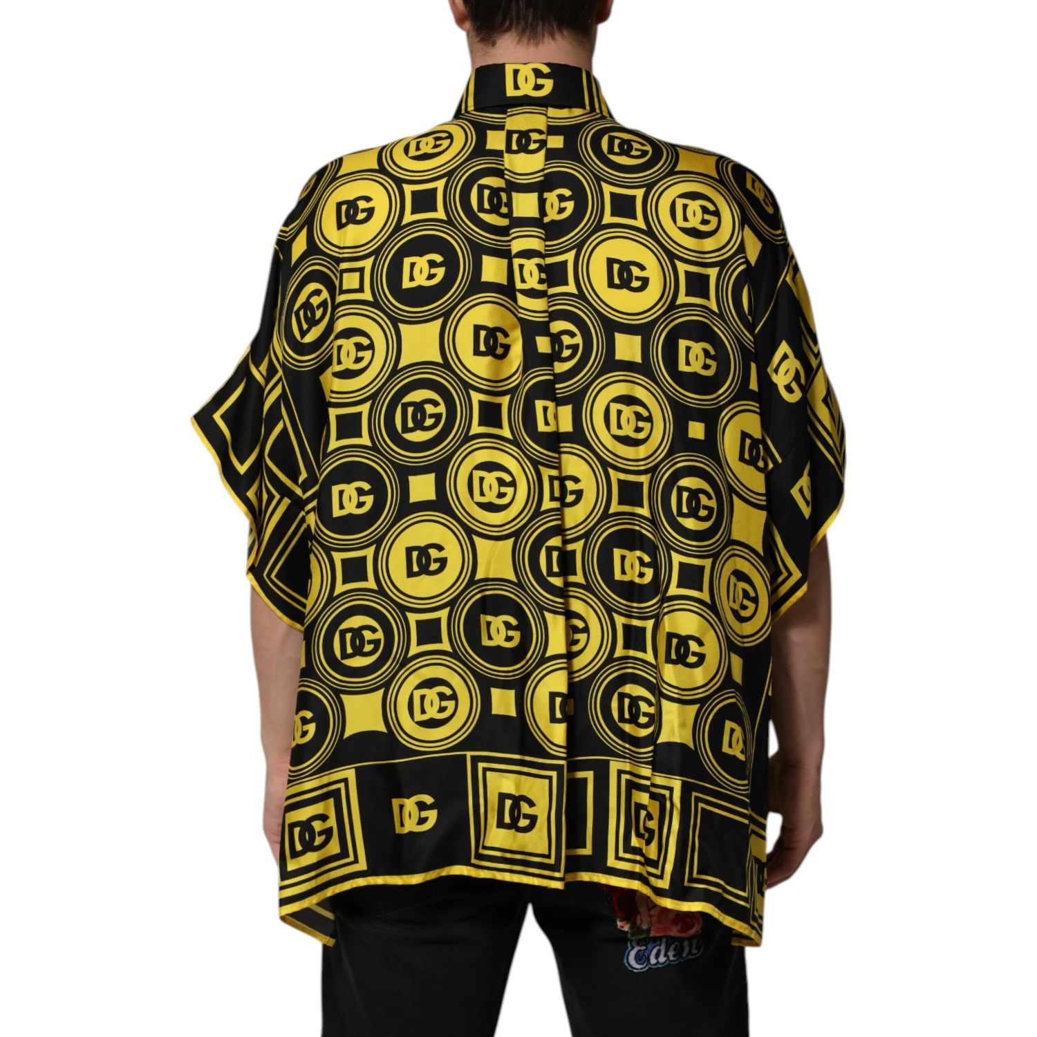 Yellow Silk Silver DG Logo Geometric T-shirt