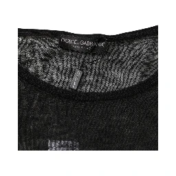 Black Linen Mesh Tattered Longsleeves T-shirt