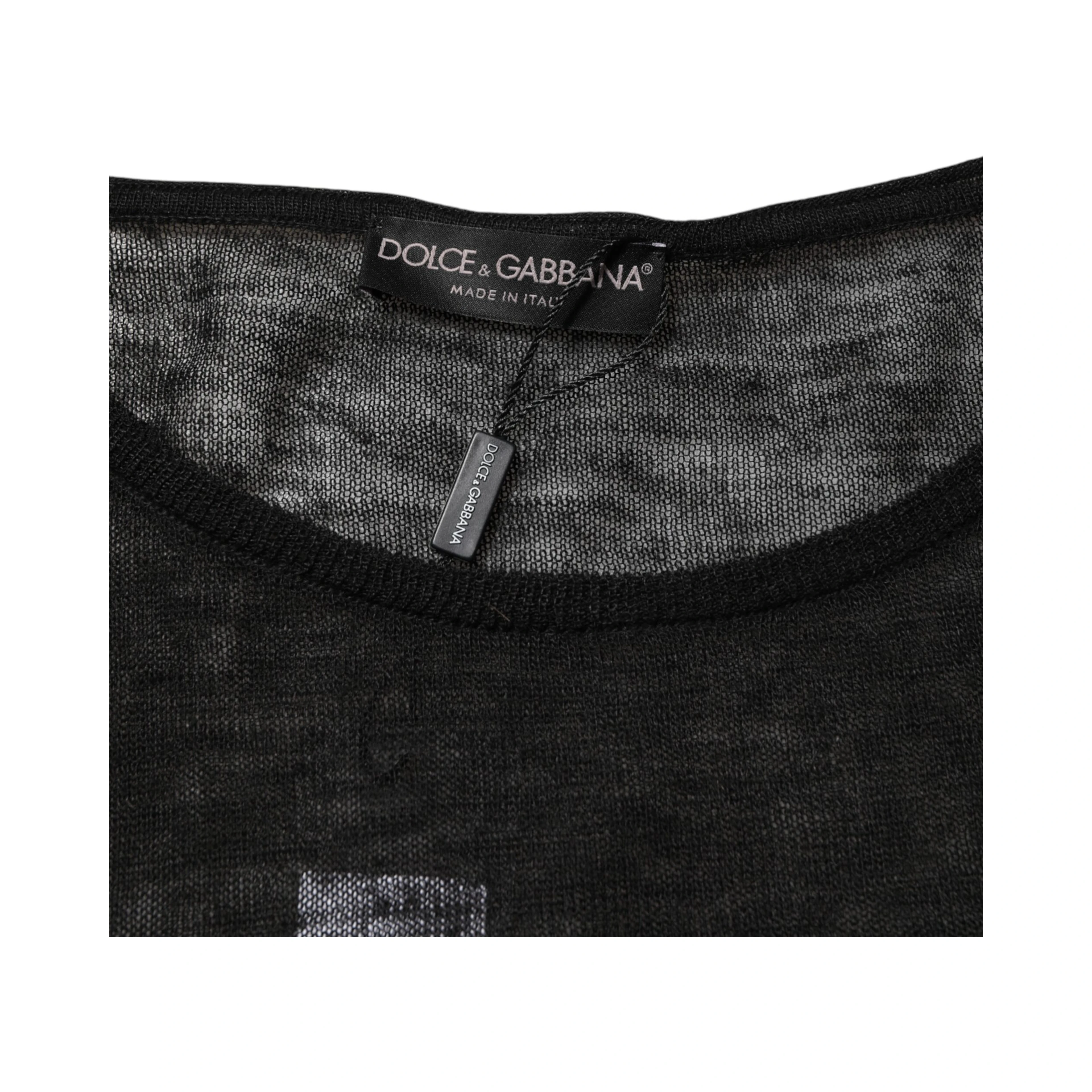 Black Linen Mesh Tattered Longsleeves T-shirt