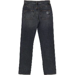 Gray Cotton Relaxed Fit Jeans