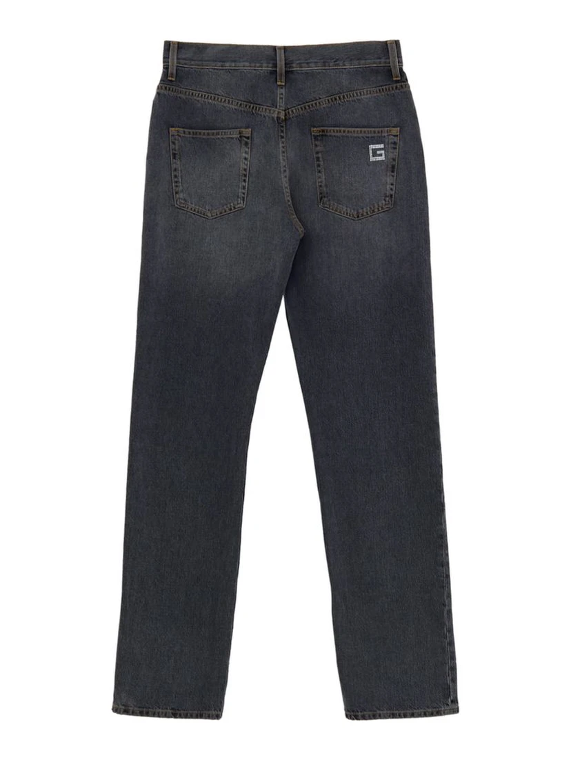 Gray Cotton Relaxed Fit Jeans