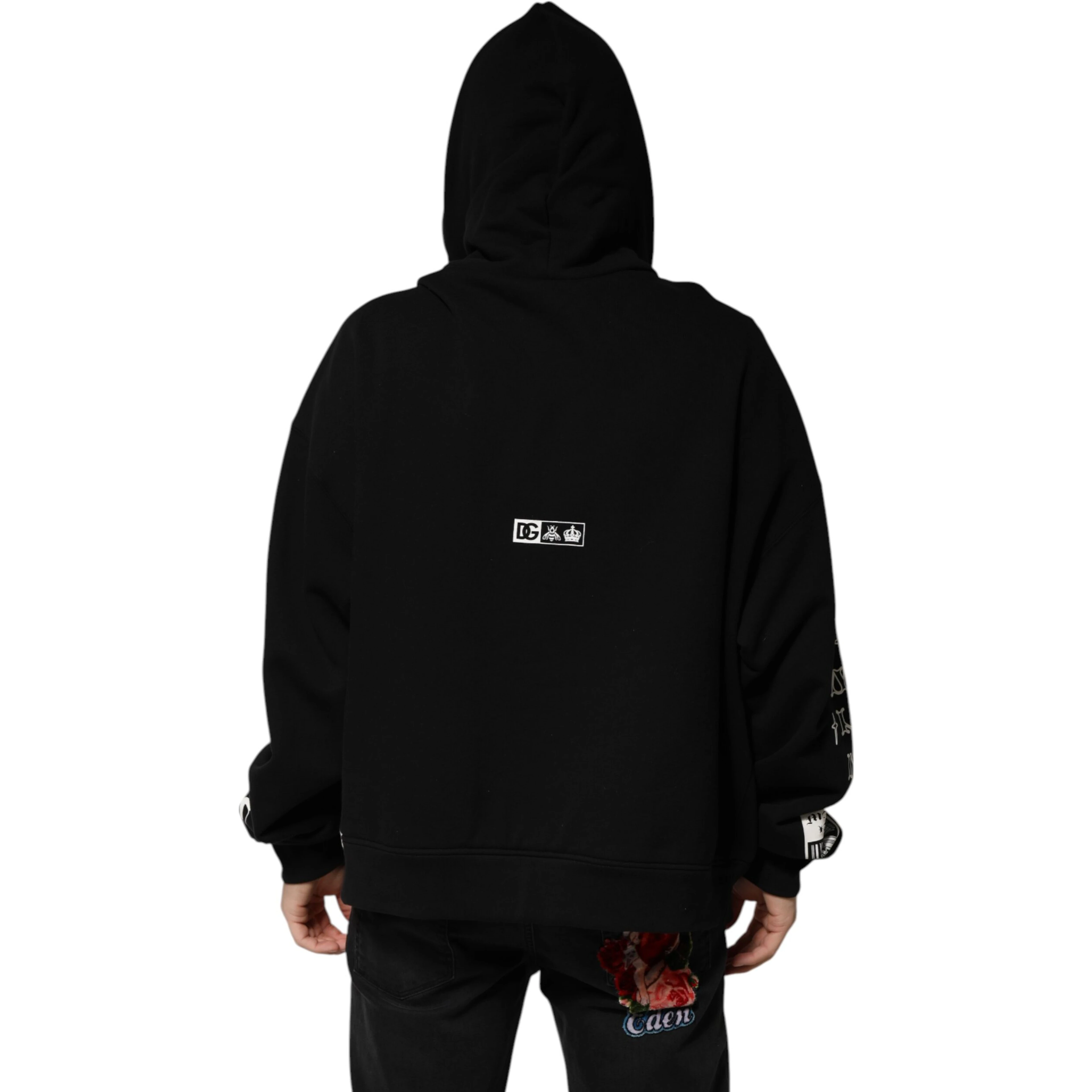 Black Cotton DG Milano Logo Print Hoodie Sweater
