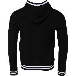 Black Hooded Logo Print Sweatshirt Sweater