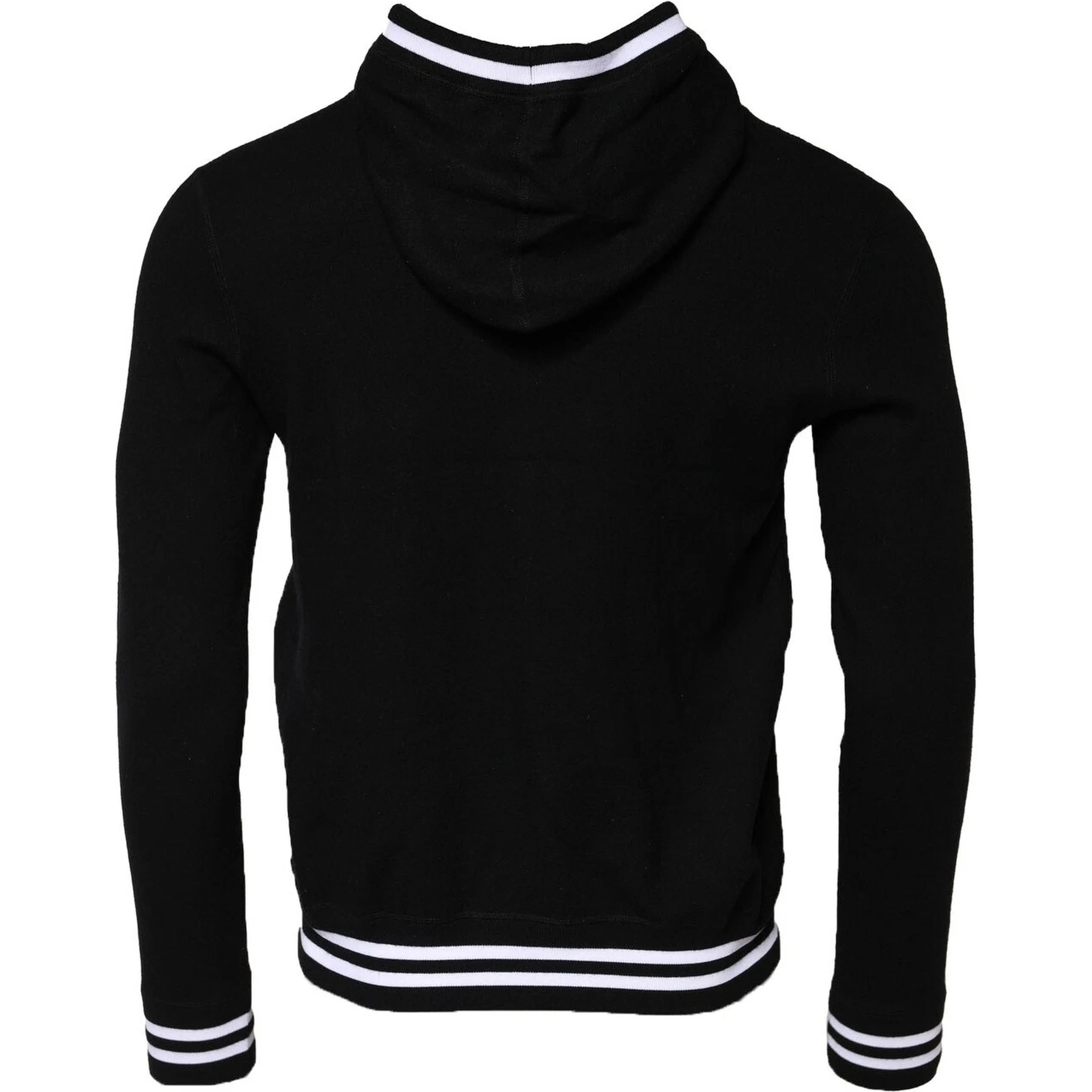 Black Hooded Logo Print Sweatshirt Sweater