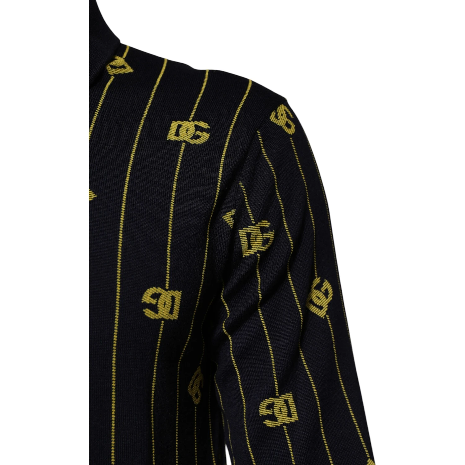 Black Logo Jacquard Knitted Polo Shirt T-shirt
