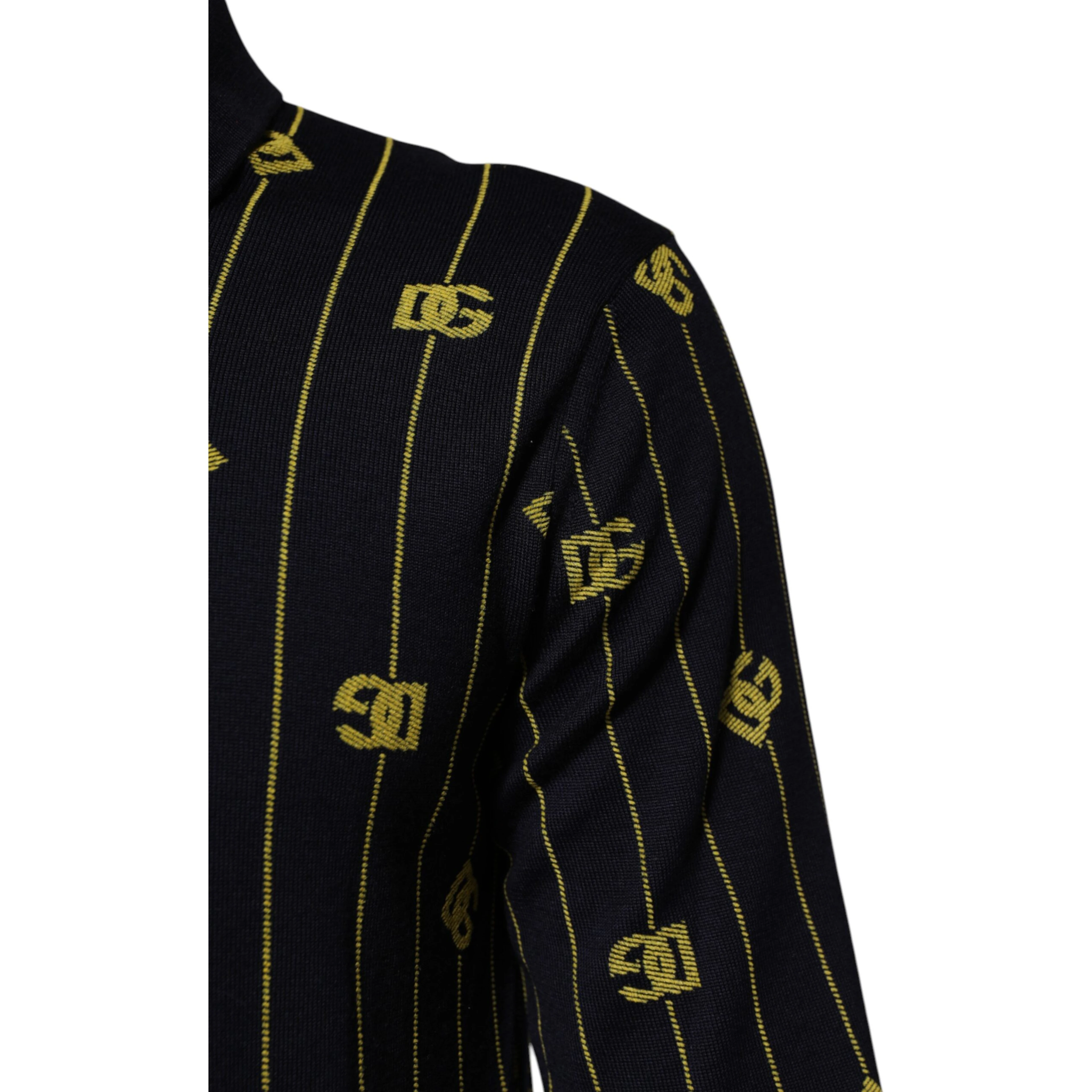 Black Logo Jacquard Knitted Polo Shirt T-shirt