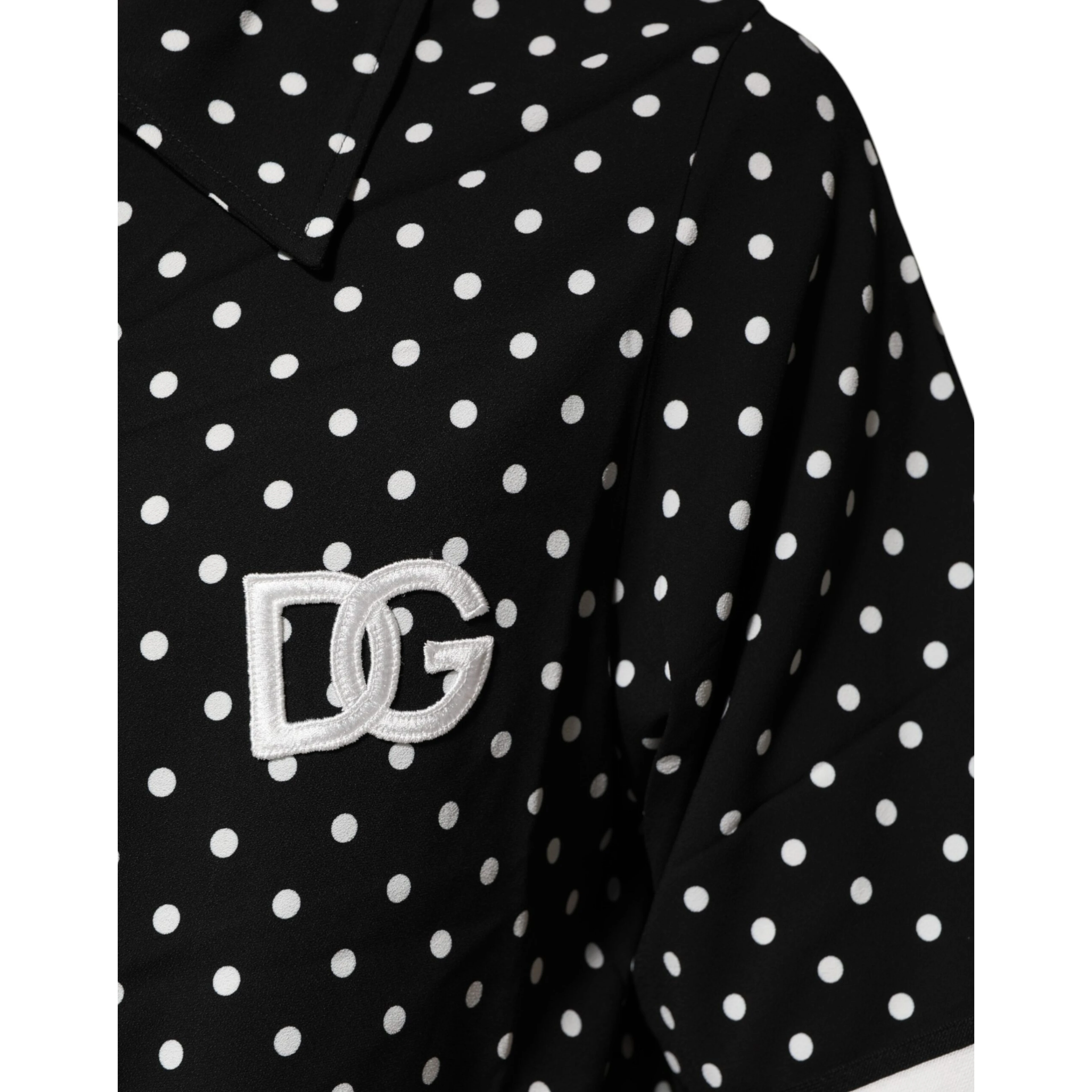 Black Polka Dot Short Sleeves Collared Polo T-shirt