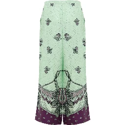 Green Silk Casual Pants