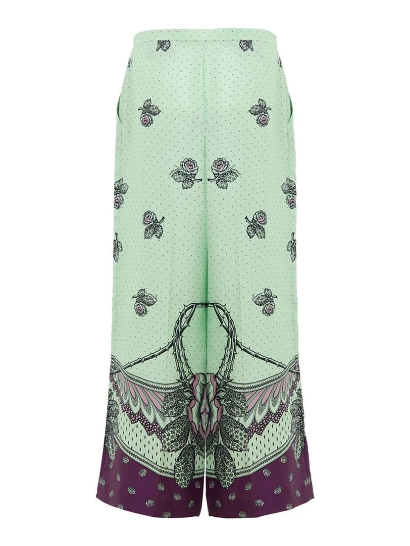 Green Silk Casual Pants