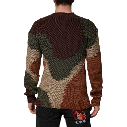 Multicolor Cotton Abstract Men Pullover Sweater