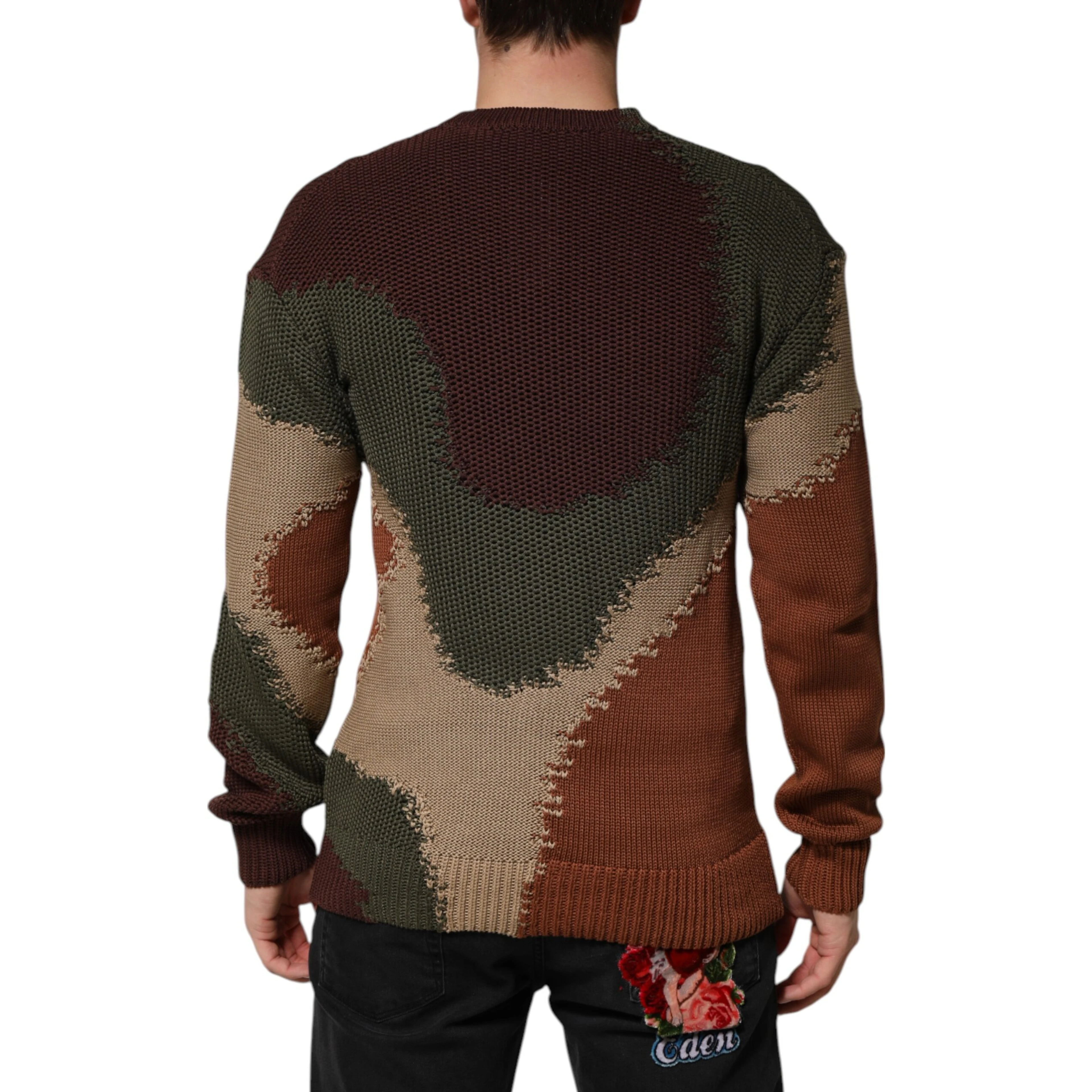 Multicolor Cotton Abstract Men Pullover Sweater