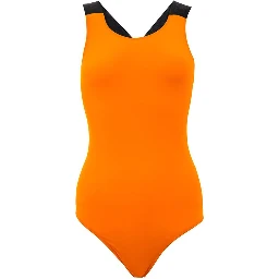 Orange Polyester One-Piece Swimsuit