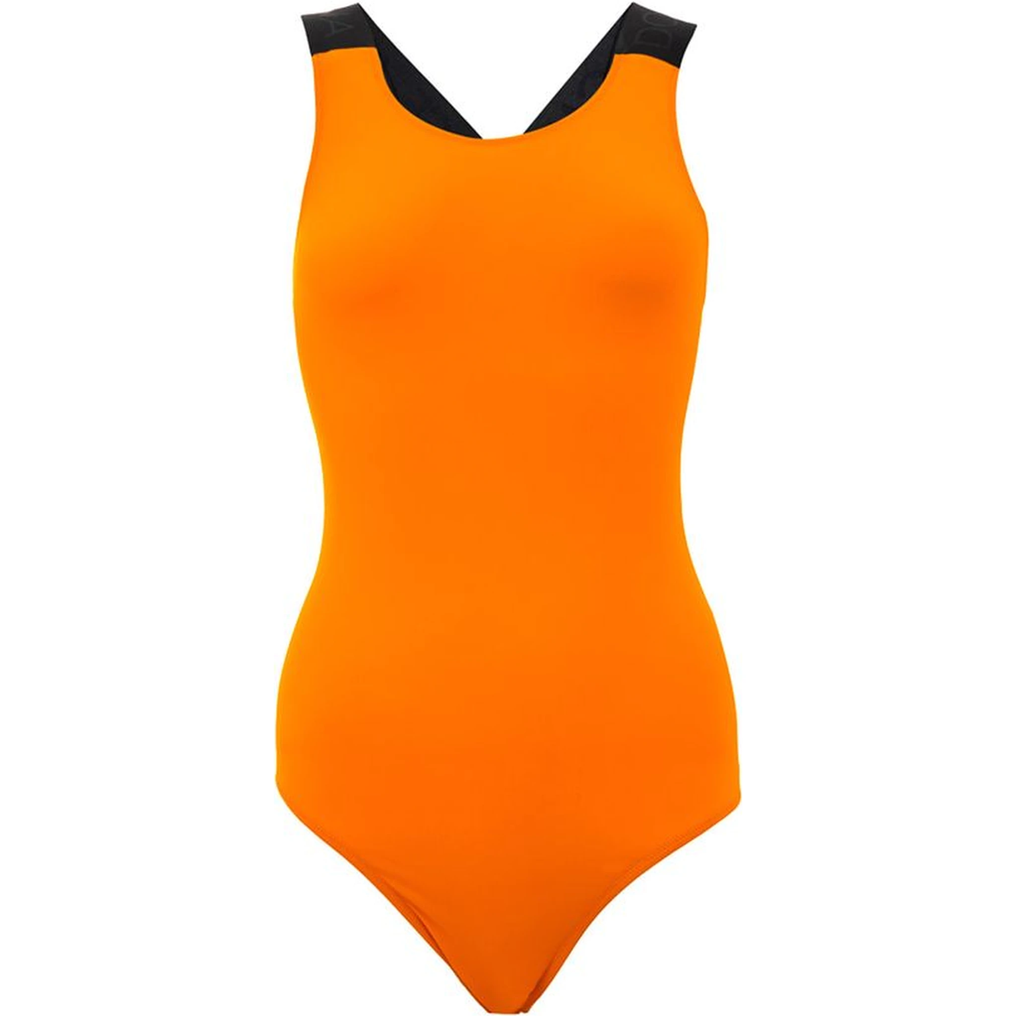 Orange Polyester One-Piece Swimsuit