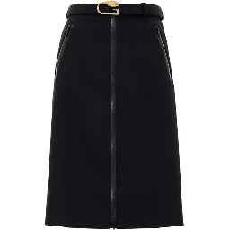 Black Wool Midi Skirt