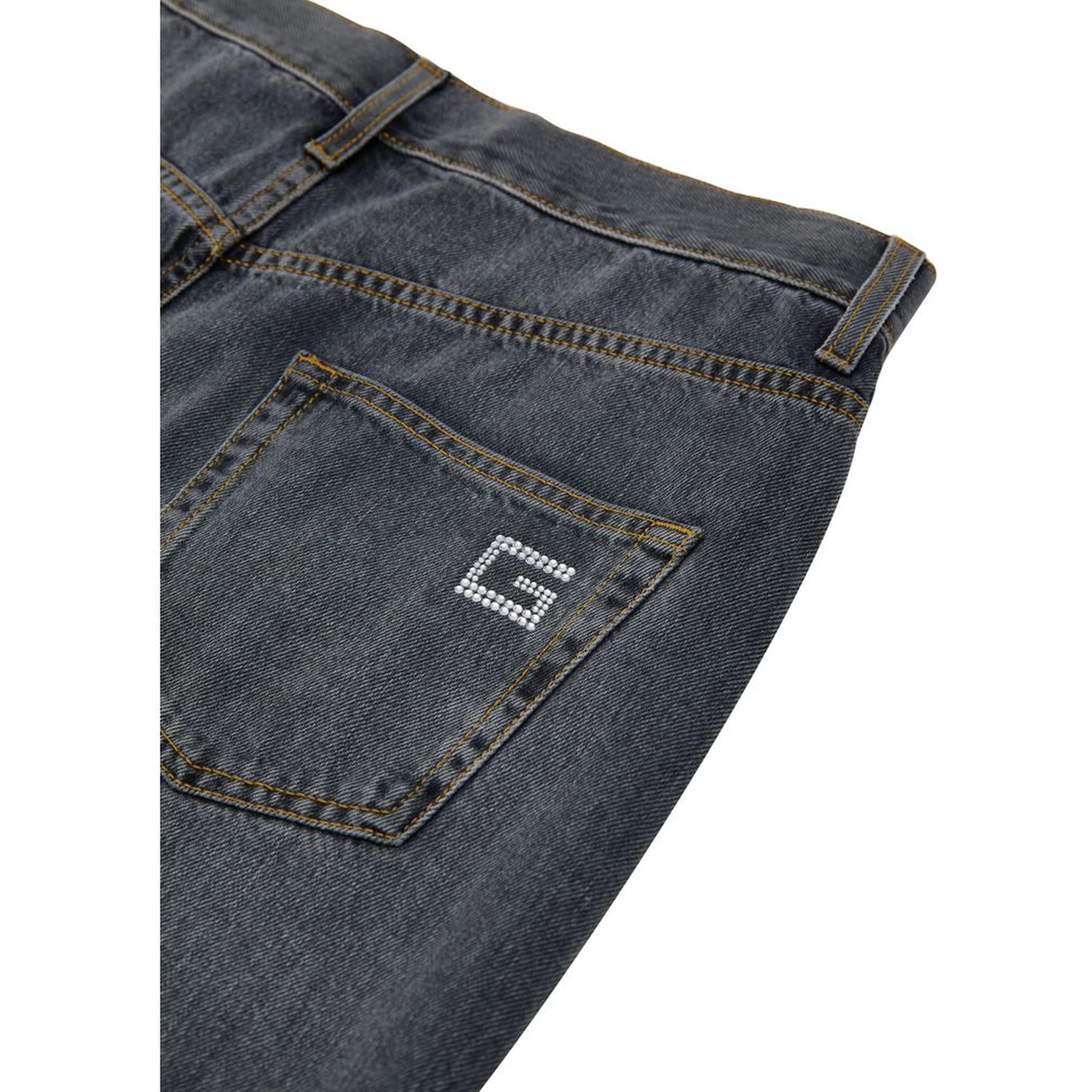 Gray Cotton Relaxed Fit Jeans