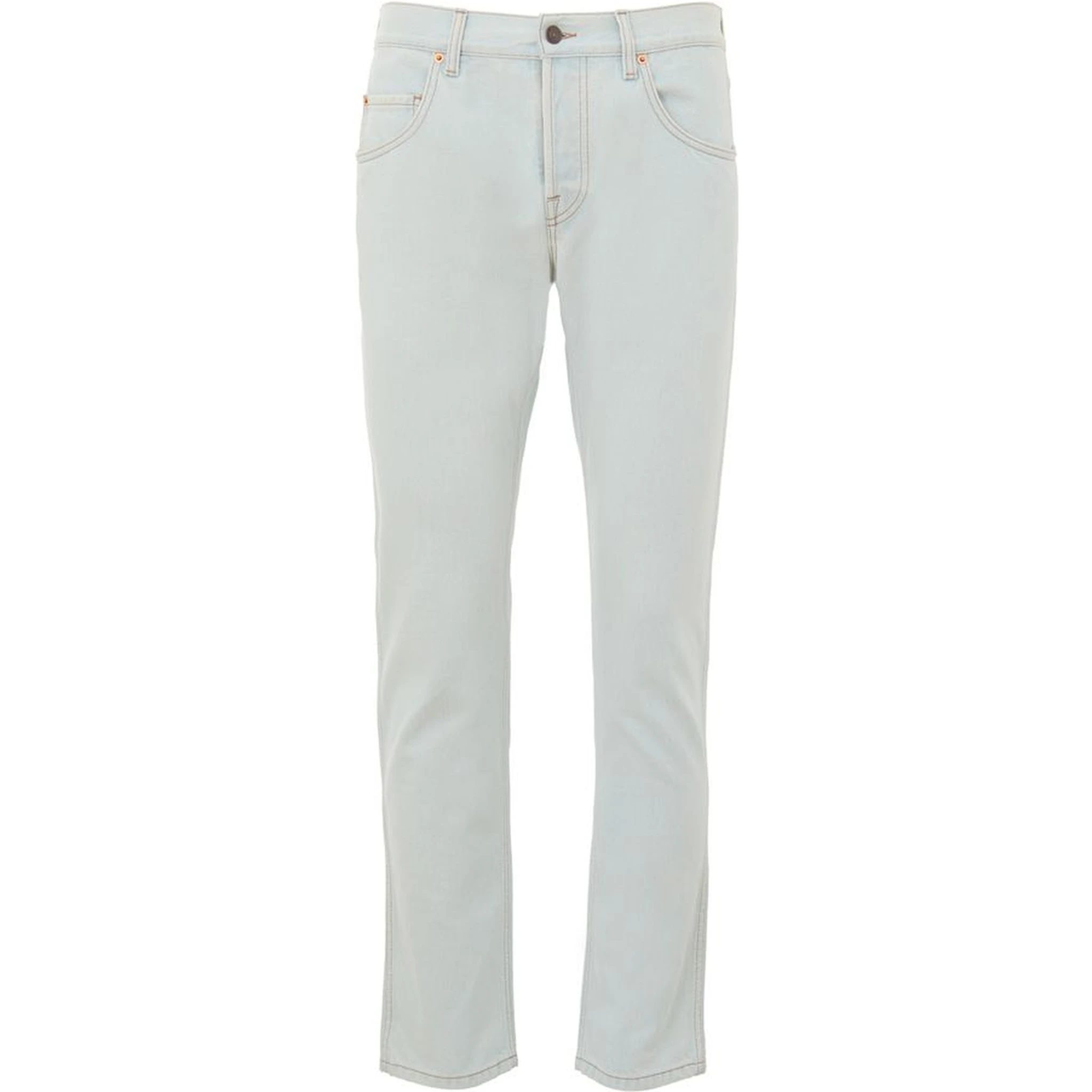 بنطلون جينز أزرق قطني بقصة مريحة