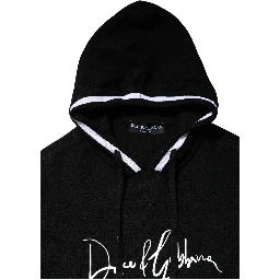 Black Hooded Logo Print Sweatshirt Sweater