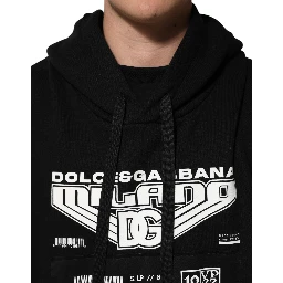 Black Cotton DG Milano Logo Print Hoodie Sweater