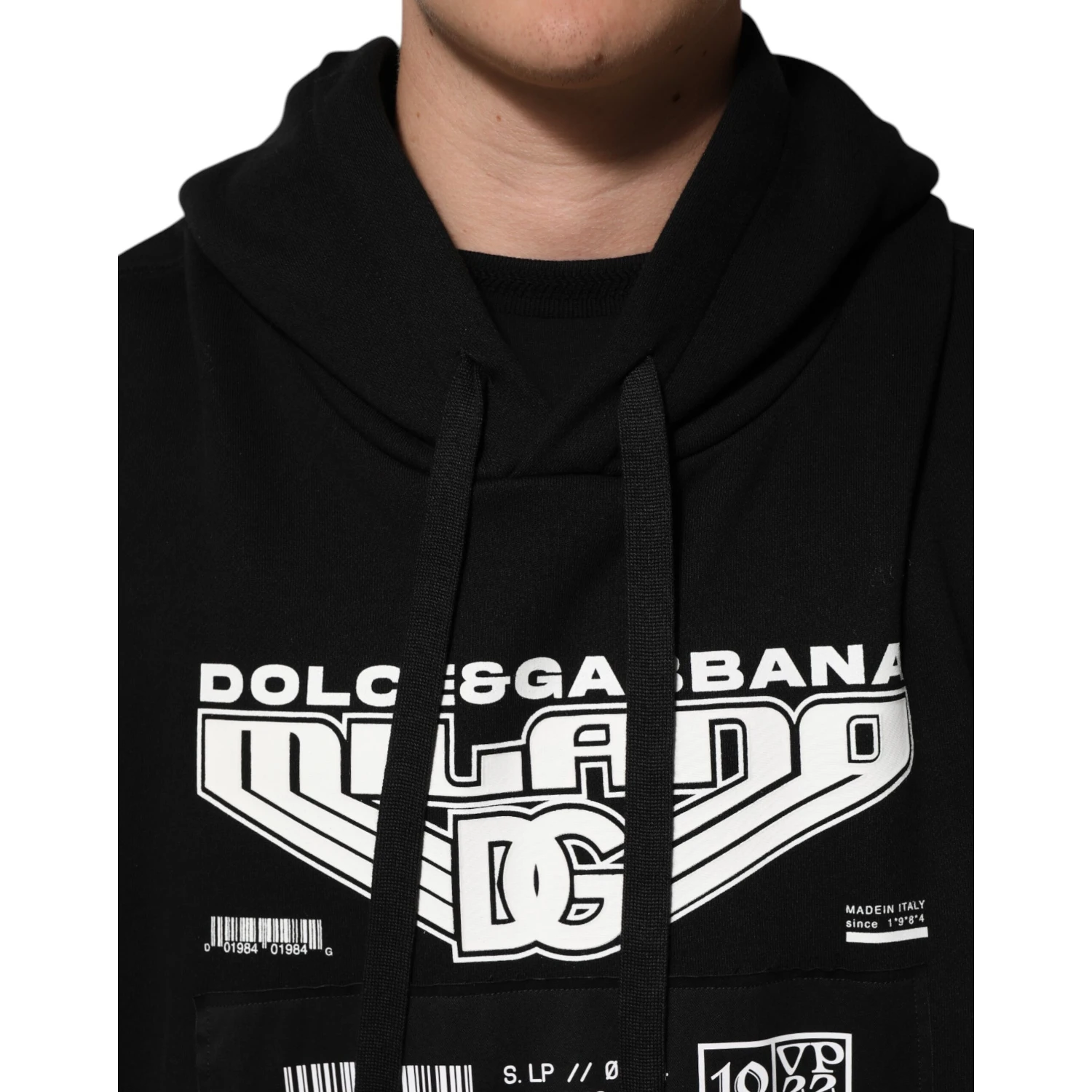 Black Cotton DG Milano Logo Print Hoodie Sweater