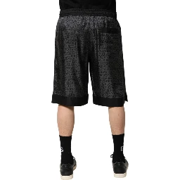 Gray Black Silk DG Logo Men Bermuda Shorts