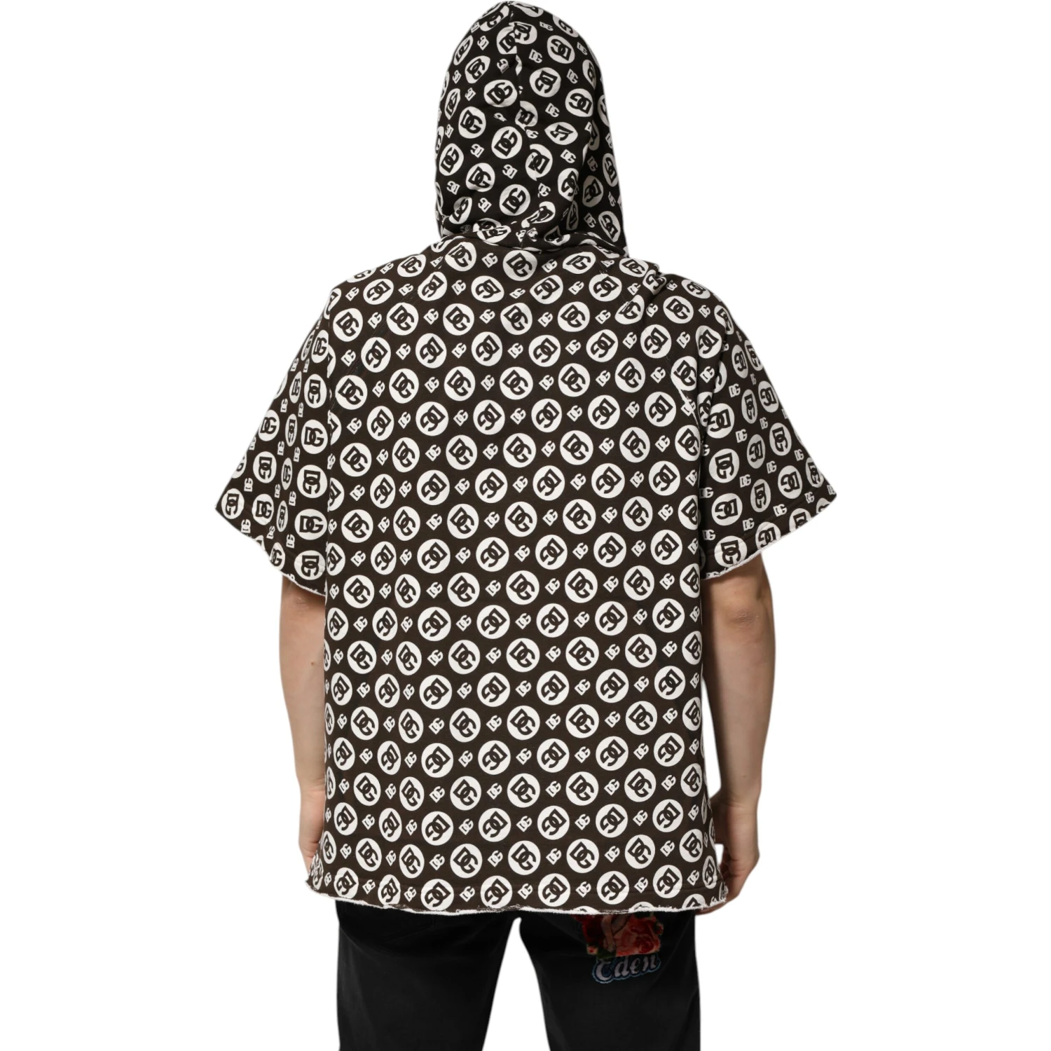 Brown White DG Logo Short Hoodie Sweater