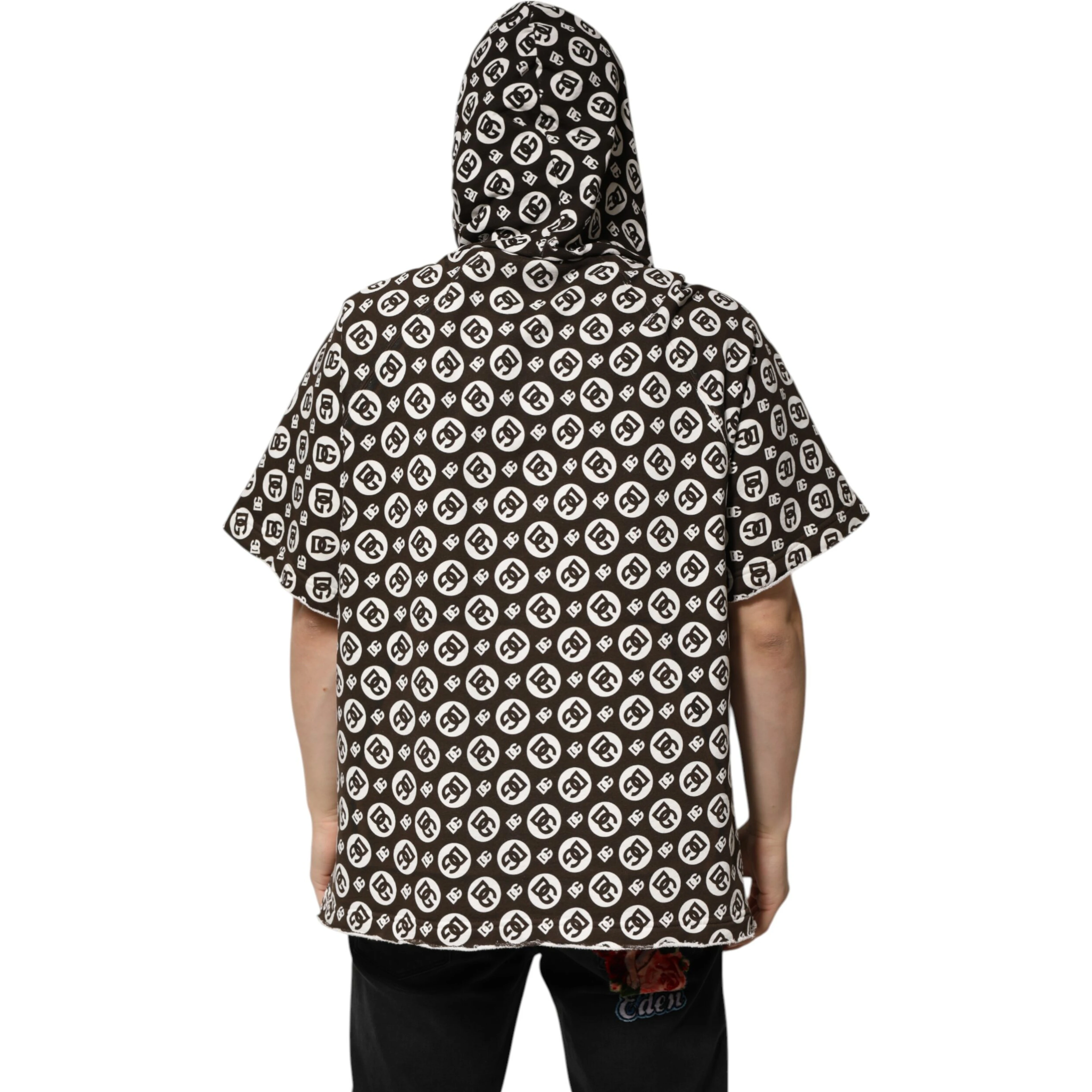 Brown White DG Logo Short Hoodie Sweater