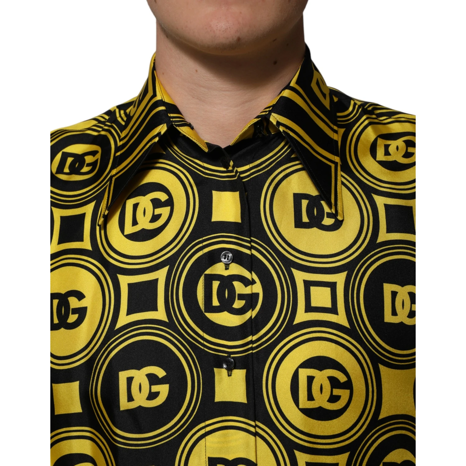 Yellow Silk Silver DG Logo Geometric T-shirt